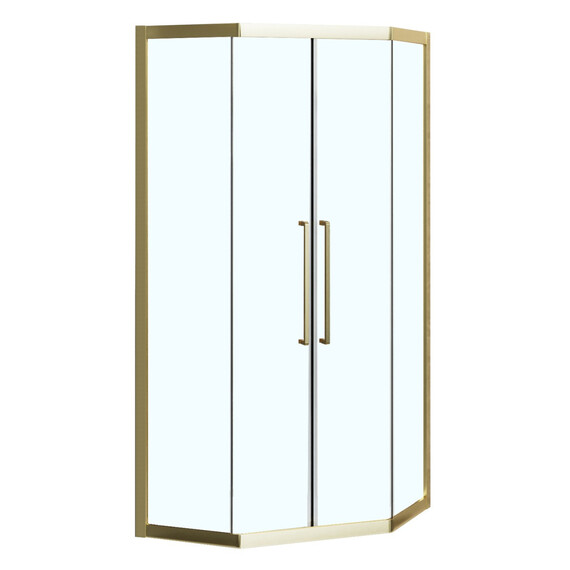 Душевое ограждение Azario OSAKA 90х90 см AZ-092K2-90-BGL-CL, золото брашированное/прозрачное фото 