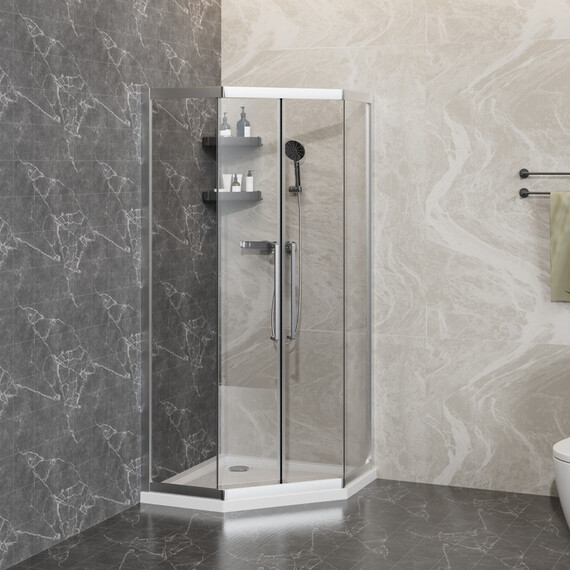 Душевое ограждение Azario OSAKA 90х90 см AZ-092K2-90-CH-CL, хром/прозрачное фото 8