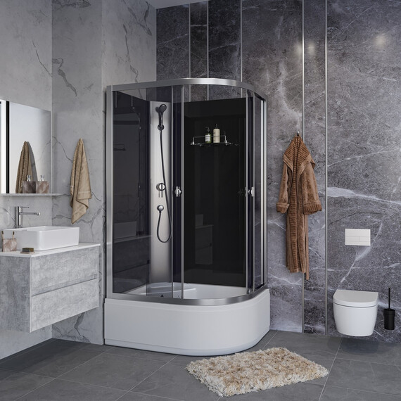 Душевая кабина Niagara Eco 110x80 см E110/80/40L/TN/BK (безсиликоновая сборка) хром/тонированное фото 3