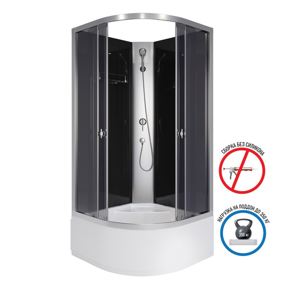 Душевая кабина Niagara Eco 80x80 см E80/40/TN/BK (безсиликоновая сборка) хром матовый/тонированное фото 