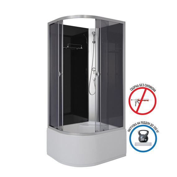 Душевая кабина Niagara Eco 90x70 см E90/70/40R/TN/BK (безсиликоновая сборка) хром/тонированное фото 