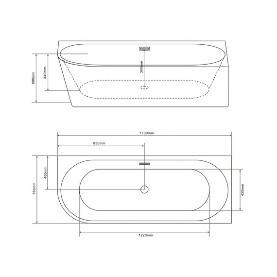 Ванна акриловая Grossman Cristal 170x75 см GR-2206FL фото 16