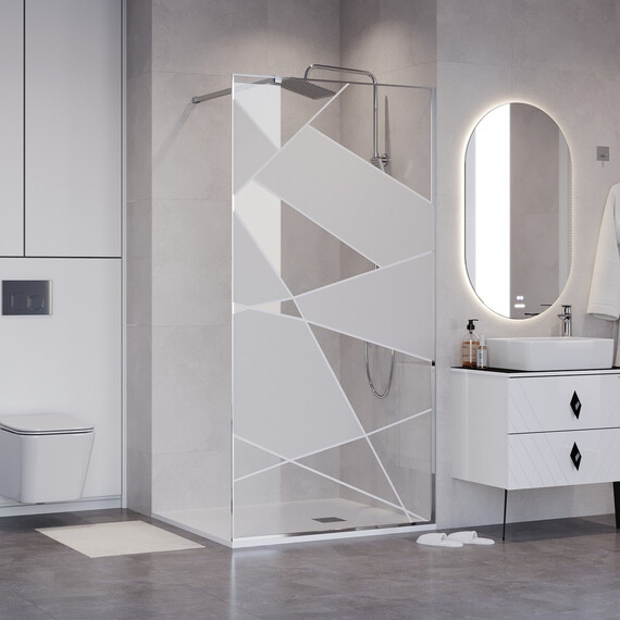 Душевая перегородка Niagara Nova 120 см NG-660-12 (стекло 8 мм) хром/узор фото 2