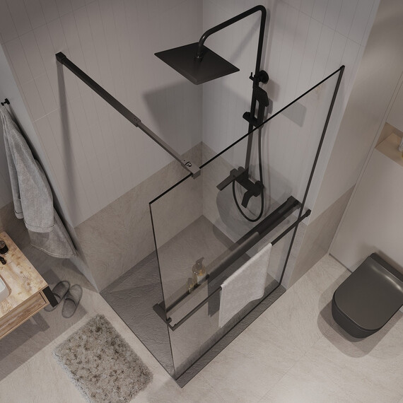 Душевая перегородка Niagara Nova 80 см NG-670-80ВLACK (стекло 8 мм) чёрный матовый/прозрачное фото 5