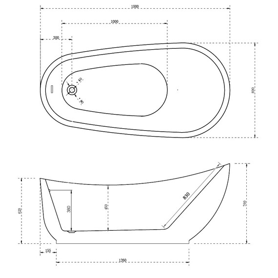Ванна отдельностоящая Abber AB9288 180x89 см фото 11