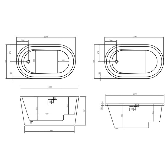 Ванна отдельностоящая сидячая Abber AB9277 130x75 см фото 11