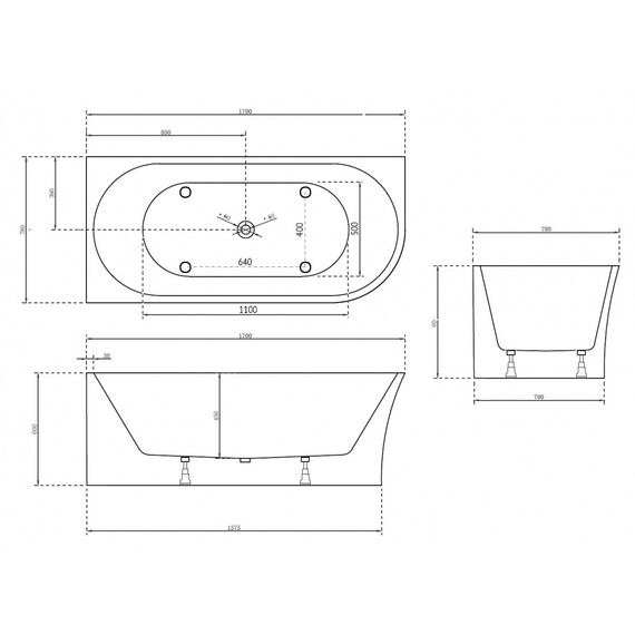 Ванна отдельностоящая Abber AB9257-1.7 L 170x78 см фото 10