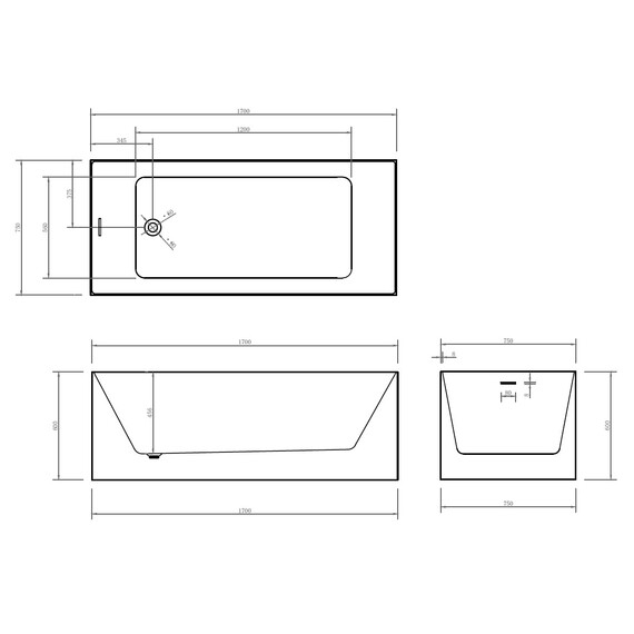 Ванна отдельностоящая Abber AB9274-1.7 170x75 см фото 11