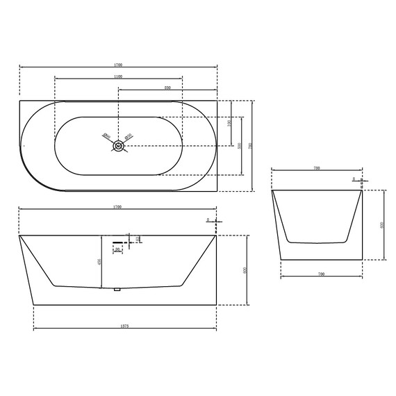 Ванна акриловая Abber AB9258-1.7 R 170x78 см фото 10