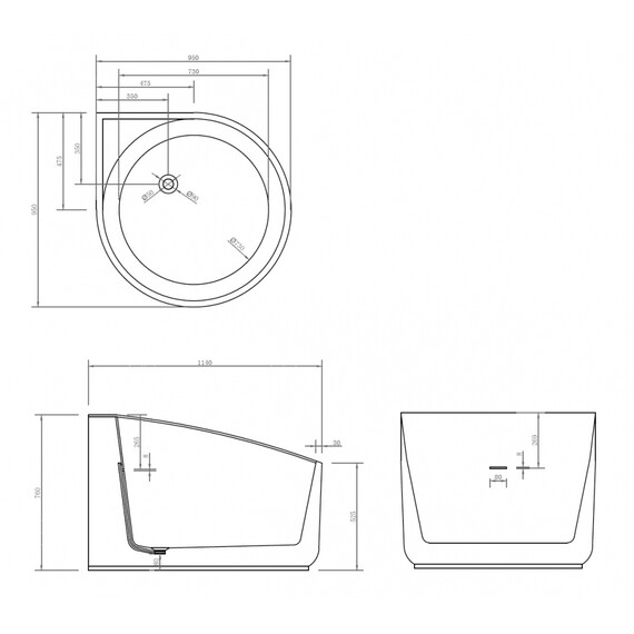 Ванна акриловая Abber AB9305 95x95 см фото 11