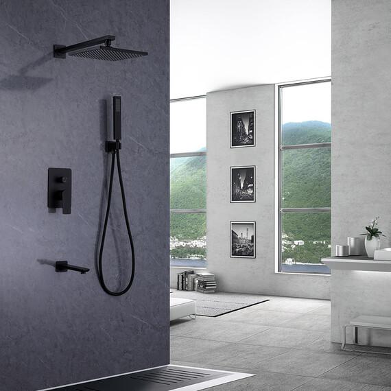 Душевая система для ванны Abber Weiss Insel AF8017B, черный матовый фото 2