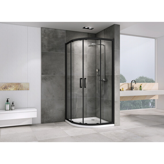 Душевое ограждение Abber Schwarzer Diamant 90х90 см AG01090B, черный/прозрачное фото 2