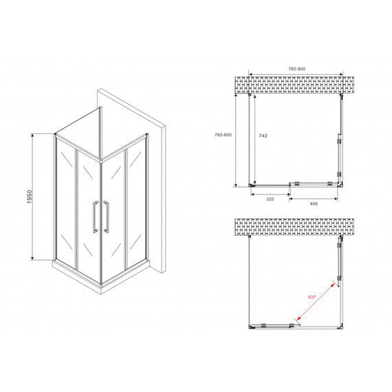 Душевое ограждение Abber Schwarzer Diamant 80х80 см AG02080BH-S80B, черный/прозрачное фото 6