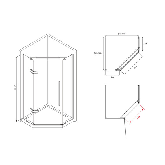Душевое ограждение Abber Ewiges Wasser 100х100 см AG05100, хром/прозрачное фото 8