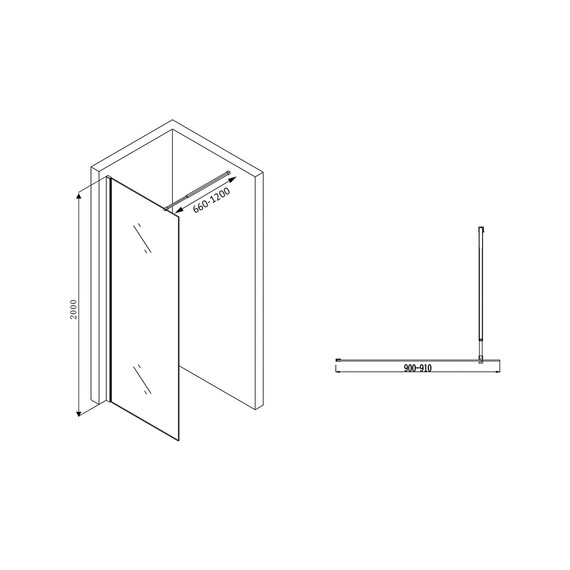 Душевая перегородка Abber Immer Offen 90 см AG61090, хром/прозрачное фото 4