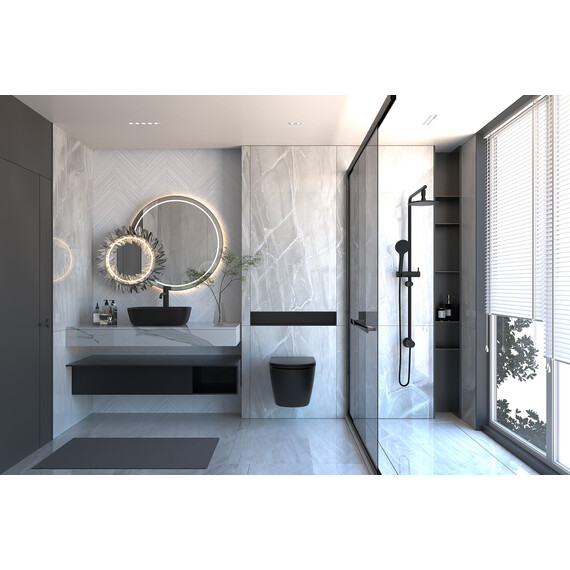 Унитаз подвесной безободковый Abber Bequem AC1100MB с крышкой микролифт, черный матовый, Цвет производителя: чёрный матовый фото 13