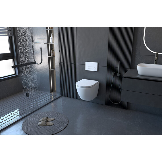 Унитаз подвесной безободковый Abber Bequem AC1100 с крышкой микролифт, Цвет производителя: белый фото 15