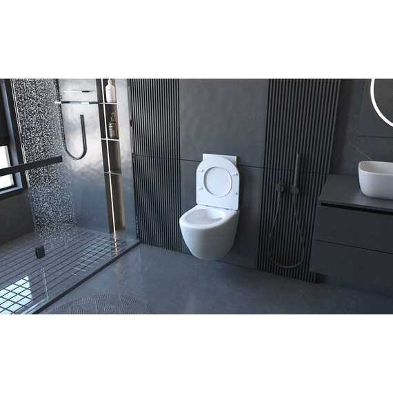 Унитаз подвесной безободковый Abber Bequem AC1100 с крышкой микролифт, Цвет производителя: белый фото 17