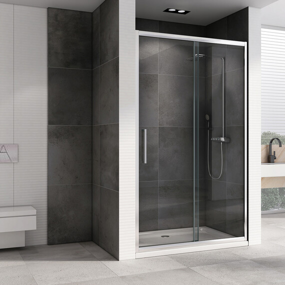 Душевая дверь Abber Schwarzer Diamant 110 см AG30110H, хром/прозрачное фото 3