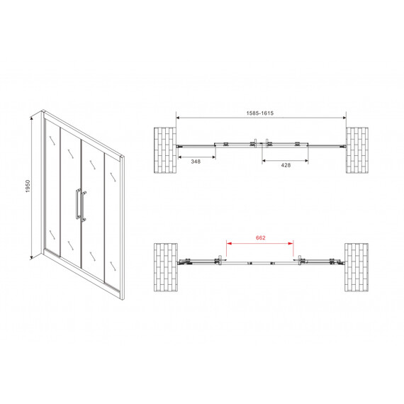 Душевая дверь Abber Schwarzer Diamant 160 см AG33160H, хром/прозрачное фото 9
