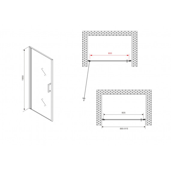 Душевая дверь Abber Sonnenstrand 90 см AG04090B, черный/прозрачное фото 6