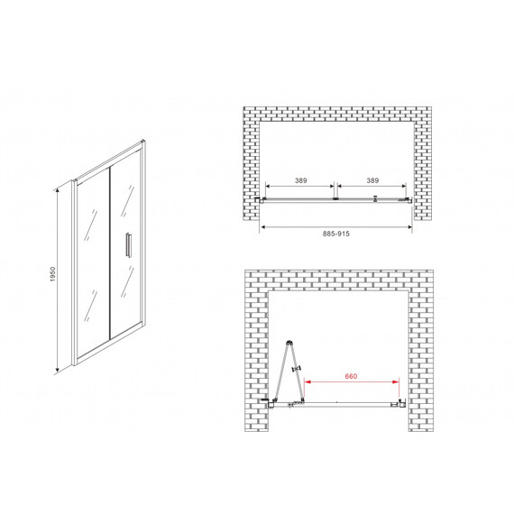 Душевая дверь Abber Sonnenstrand 90 см AG07090B, черный/прозрачное фото 5