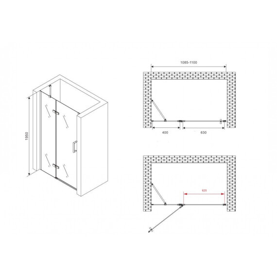 Душевая дверь Abber Zart 110 см AG08110, хром/прозрачное фото 9