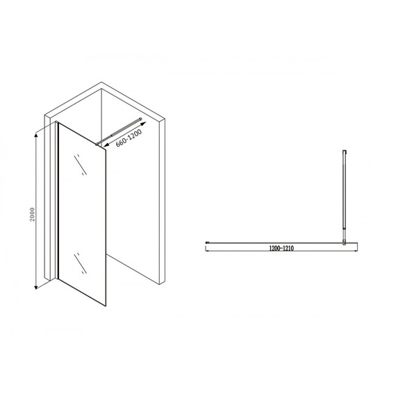 Душевая перегородка Abber Immer Offen 120 см AG61120B8 (стекло 8 мм), черный/прозрачное фото 4