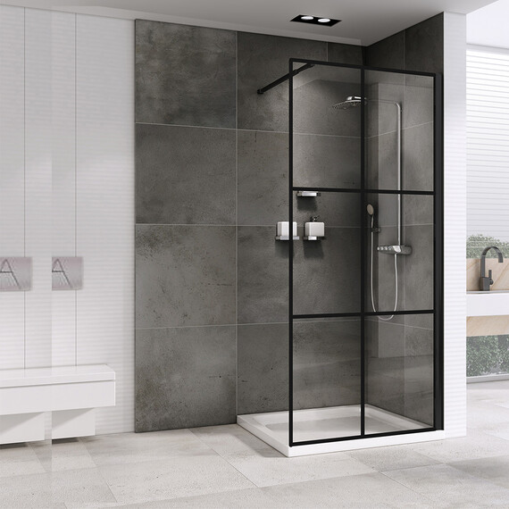 Душевая перегородка Abber Immer Offen 100 см AG62100B8 (стекло 8 мм), черный/прозрачное фото 2