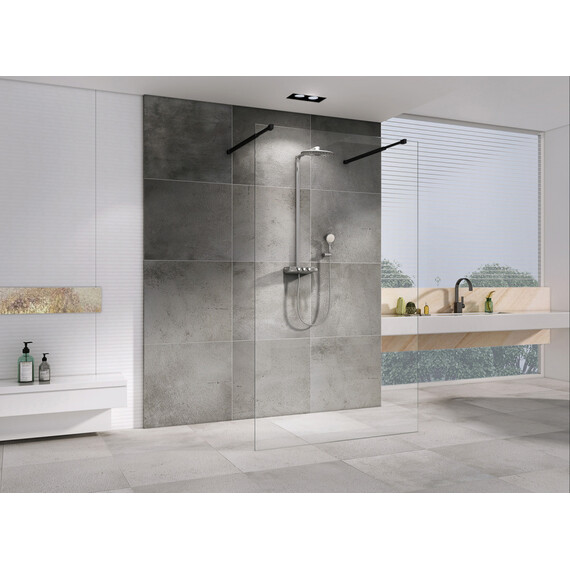 Душевая перегородка Abber Immer Offen 120 см AG68120B8 (стекло 8 мм), черный/прозрачное фото 2