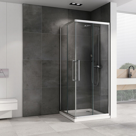 Душевое ограждение Abber Schwarzer Diamant 100х100 см AG02100H, хром/прозрачное фото 3