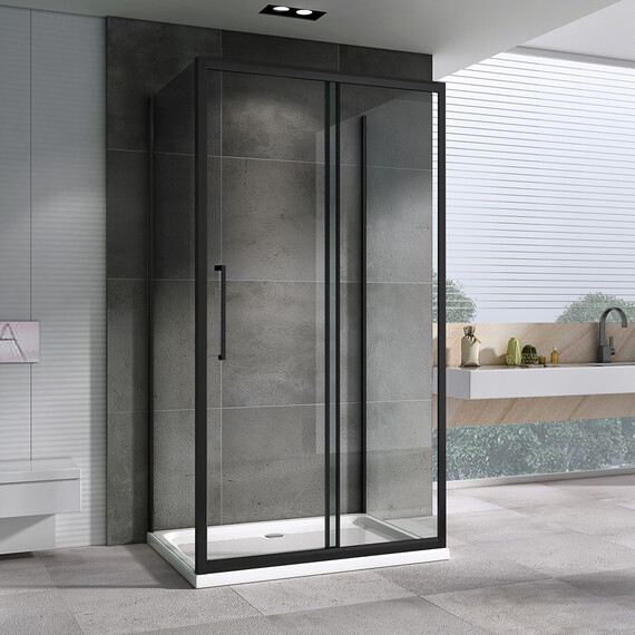 Душевое ограждение Abber Schwarzer Diamant 100х70 см AG30100BH-S70B-S70B, черный/прозрачное фото 2