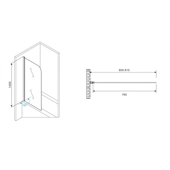 Шторка для ванны Abber Ewiges Wasser 80 см AG52080, хром/прозрачное фото 3