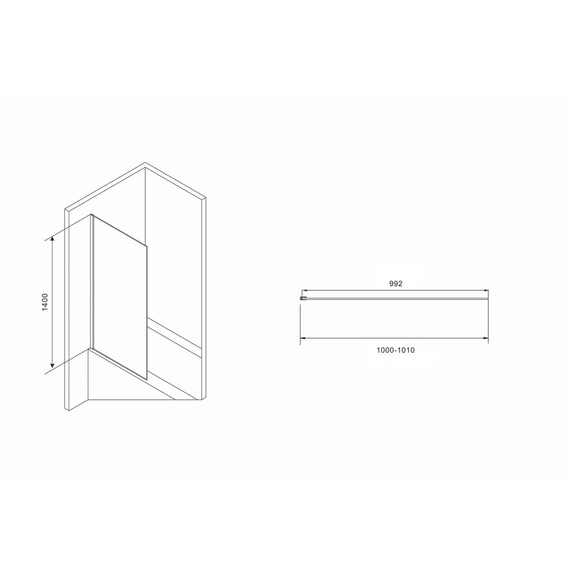 Шторка для ванны Abber Immer Offen 100 см AG71100B, черный/прозрачное фото 3