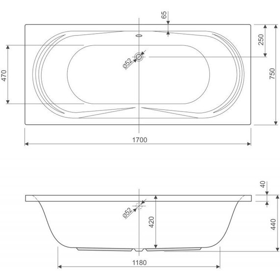 Ванна акриловая Cezares Amalfi 170x75 см AMALFI-170-75-45, Размер - мм: 1700х750 фото 6