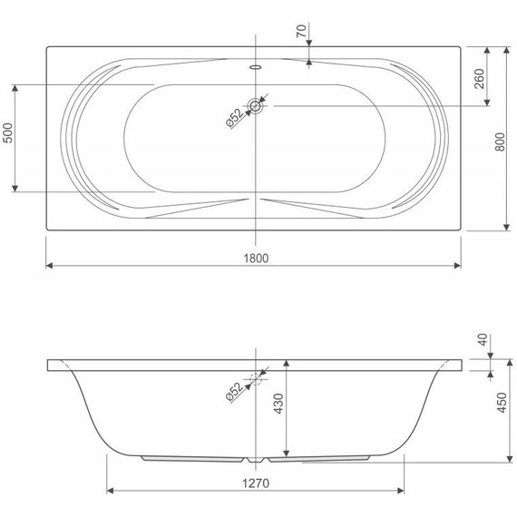 Ванна акриловая Cezares Amalfi 180x80 см AMALFI-180-80-45, Размер - мм: 1800х800 фото 6