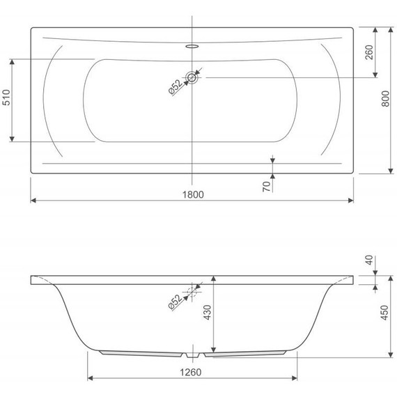 Ванна акриловая Cezares Arena 180x80 см ARENA-180-80-45, Размер - мм: 1800х800 фото 6