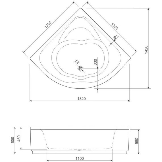 Ванна акриловая Cezares Cetina 130x130 см CETINA-130-130-41, Размер - мм: 1300х1300 - 6 Ванна акриловая Cezares Cetina 130x130 см CETINA-130-130-41, Размер - мм: 1300х1300 фото 6