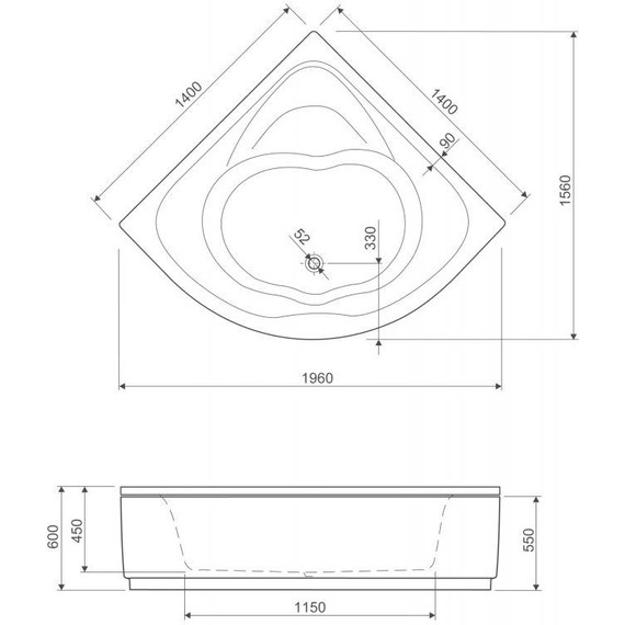 Ванна акриловая Cezares Cetina 140x140 см CETINA-140-140-41, Размер - мм: 1400х1400 - 6 Ванна акриловая Cezares Cetina 140x140 см CETINA-140-140-41, Размер - мм: 1400х1400 фото 6