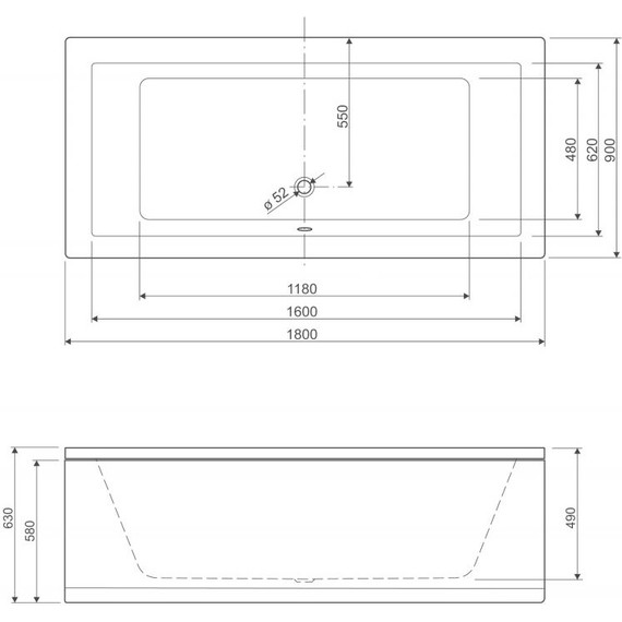 Ванна акриловая Cezares Plane 180x90 см PLANE-180-90-49, Размер - мм: 1800х900 - 7 Ванна акриловая Cezares Plane 180x90 см PLANE-180-90-49, Размер - мм: 1800х900 фото 7
