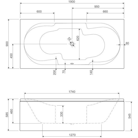Ванна акриловая Cezares Серия 42 190x90 см 42-for_two-190-90-46 фото 6