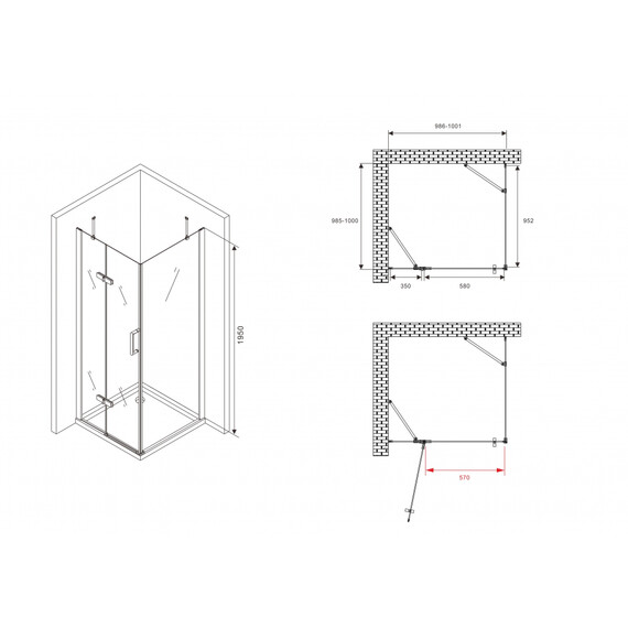 Душевое ограждение Abber Zart 100х100 см AG08100-S101, хром/прозрачное фото 6