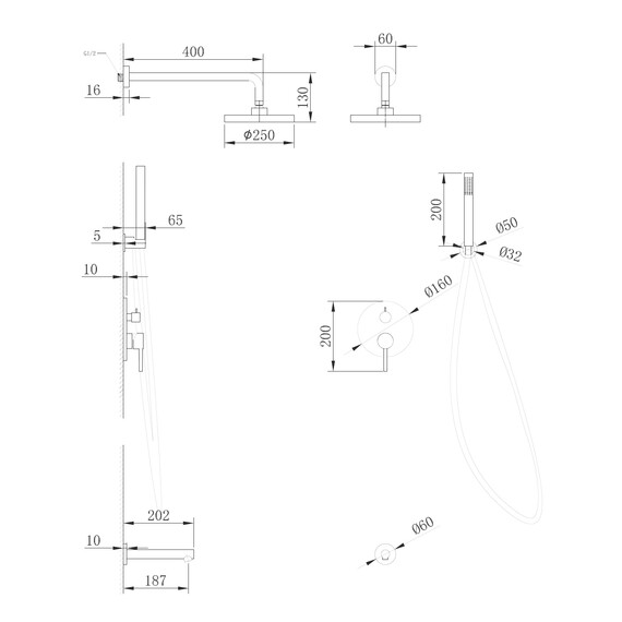 Душевая система для ванны Abber Emotion AF8817B, черный матовый фото 3