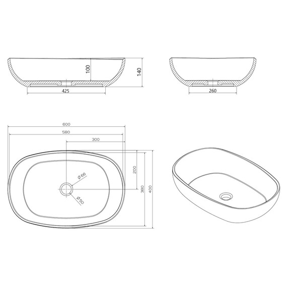 Раковина-чаша прозрачная Abber Kristall 60 см AT2805Onyx, черный фото 5