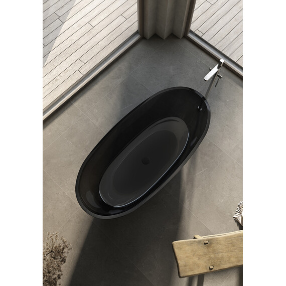 Ванна прозрачная Abber Kristall 165x78 см AT9701Onyx, черный фото 4