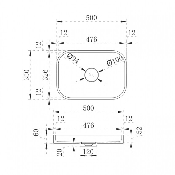 Раковина-чаша Abber Stein 50 см AS2602 фото 5