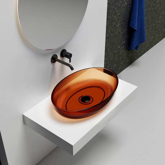 Раковина-чаша прозрачная Abber Kristall 60 см AT2801Opal, красный фото 2