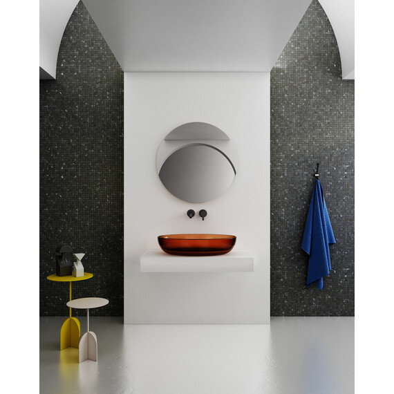 Раковина-чаша прозрачная Abber Kristall 60 см AT2801Opal, красный фото 4