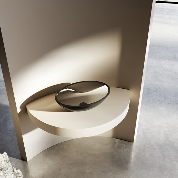 Раковина-чаша прозрачная Abber Kristall 50 см AT2802Onyx, черный фото 2