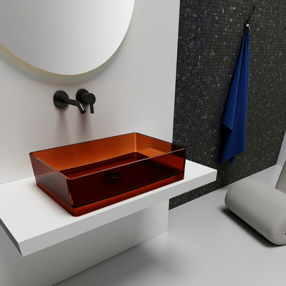 Раковина-чаша прозрачная Abber Kristall 60 см AT2803Opal, красный фото 2